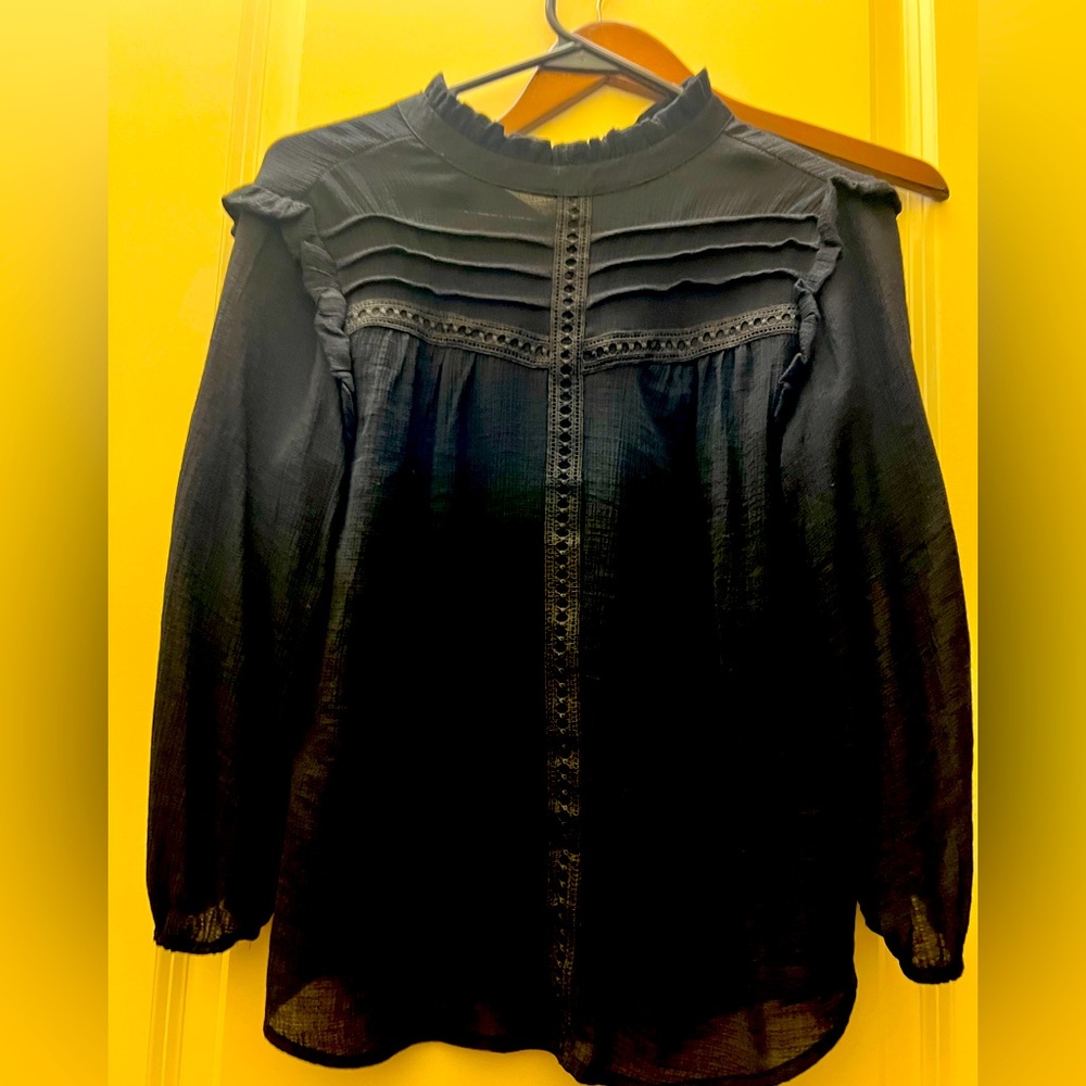 Elegant Black Ruffled Women's Top